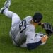 Fernanado Cruz made a back-hand throw while on the grass in the Yankees' 3-2 nail-biter win over the Rangers in Texas on Apr. 28, 2026.