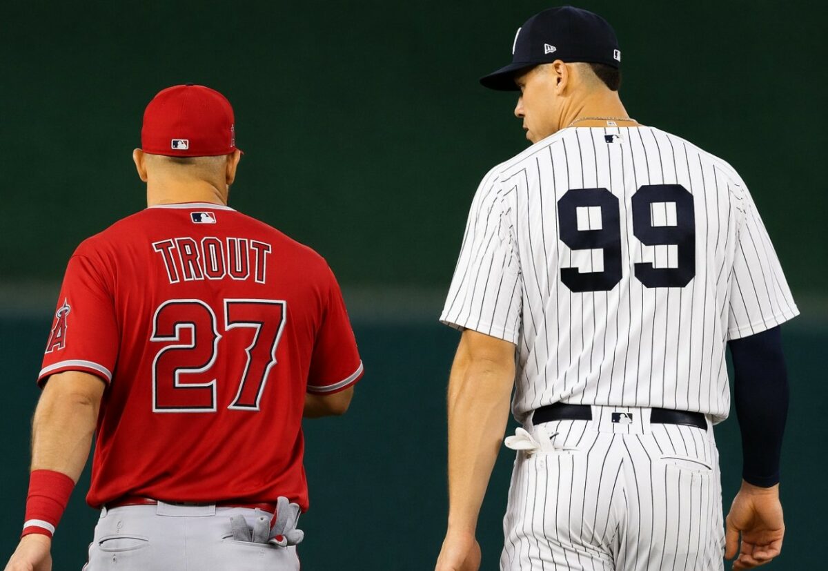 Angels' Mike Trout and Yankees captain Aaron Judge in 2026.