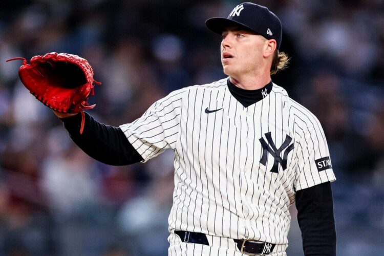 Ryan Weathers pitched 8 innings in the Yankees' 1-0 loss to the A's in New York on Apr 9, 2026.