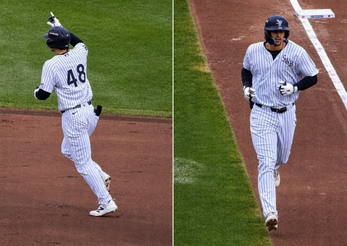Yankees' prospect Spencer Jones hit two homers in the RailRiders' 9-6 win over the Bisons on Apr. 29, 2026.