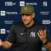 Aaron Boone talks to the reporters after the Yankees' 7-6 loss to the Mets. New York, May 17, 2026.