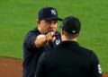 Manager Aaron Boone argues with the umpire before his 48th ejection during the Yankees' 5-4 win over the Blue Jays, New York, May 19, 2026.