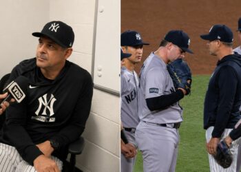Yankees' manager Aaron Boone talks to YES after 6-4 loss to the Athletics in Sacramento, May 30, 2026.