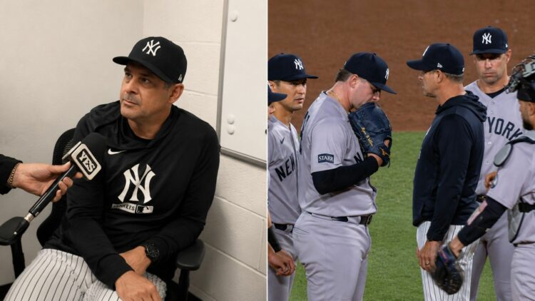 Yankees' manager Aaron Boone talks to YES after 6-4 loss to the Athletics