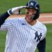 Aaron Judge salutes after hitting a home run in the Yankees 12-1 win over the Orioles. May 4. 2026, New York.