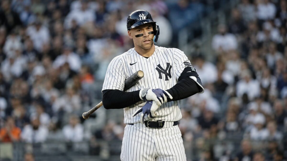 Aaron Judge went 0-f0r-4 with a strikeout in the Yankees' 2-0 loss to the Blue Jays, New York, May 22, 2026.