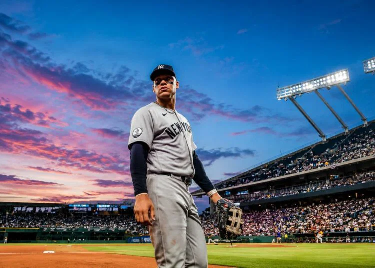 Captain Aaron Judge is at Kauffman Stadium during the Yankees' 7-0 win over the Royals, Kansas City, May 27, 2026.