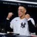 Yankees captain Aaron Judge celebrates as Rice homers during 7-2 win over the Orioles in New York, May 1, 2026.