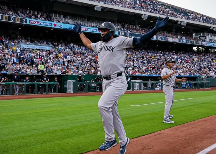 Amed Rosario's 4 hits, 4 RBIs, and 2 home runs powered the Yankees' 15-1 win over the Royals, Kansas City, May 26, 2026.