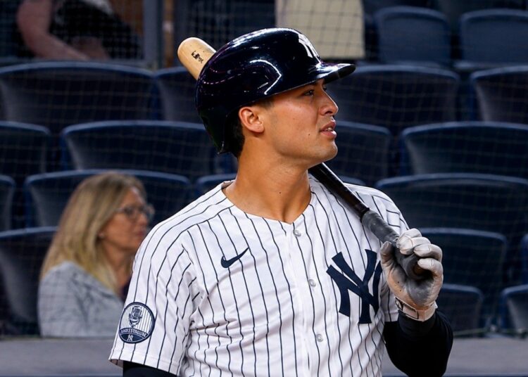 Anthony Volpe waits for an ABS decision during the Yankees 4-2
