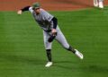 Cam Schlittler made a defensive pick and throw during the Yankees' 5-2 win over the Mets in New York, May 15, 2026.