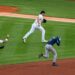 Yankees' Gerrit Cole picked off Rays' Simpson and teamed up with Caballero and McMahon to toss the rival runner at third in 4-2 loss in New York, May 22, 2026.