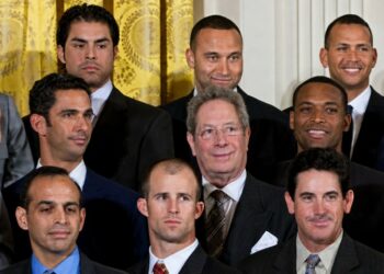 John Sterling and Derek Jeter are in the White House to meet President Obama after winning the 2009 World Series champion, April 26, 2010.