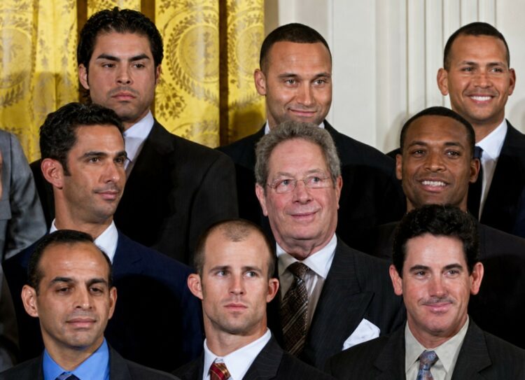 John Sterling and Derek Jeter are in the White House to meet President Obama after winning the 2009 World Series champion, April 26, 2010.