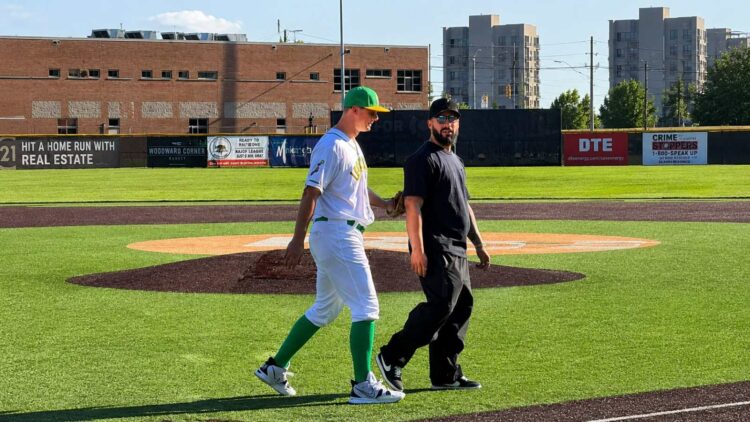 Ex-Yankees star DJ LeMahieu and Gleyber Torres are at Memorial Park before the former's managerial debut with the Royal Oak Leprechauns on May 25, 2026.