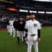 The Yankees team was lined up as famous phrase of John Sterling played as a tribute after the 12-1 win over the Orioles. May 4. 2026, New York.