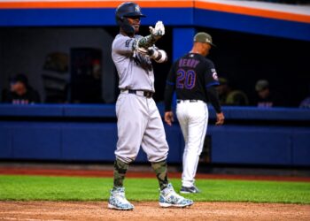 Jazz Chisholm wore Stanton's pants as the Yankees beat the Mets 5-2 in New York, May 15, 2026.