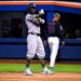 Jazz Chisholm wore Stanton's pants as the Yankees beat the Mets 5-2 in New York, May 15, 2026.