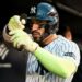 Jose Caballero poses in the dugout after his home run in the Yankees' 7-2 win over the Orioles in New York, May 1, 2026.