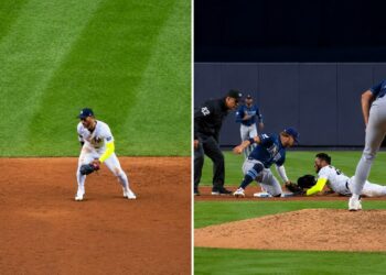 Yankees' Jose Caballero committed an error and caught stealing bases in 4-2 loss in New York, May 22, 2026.