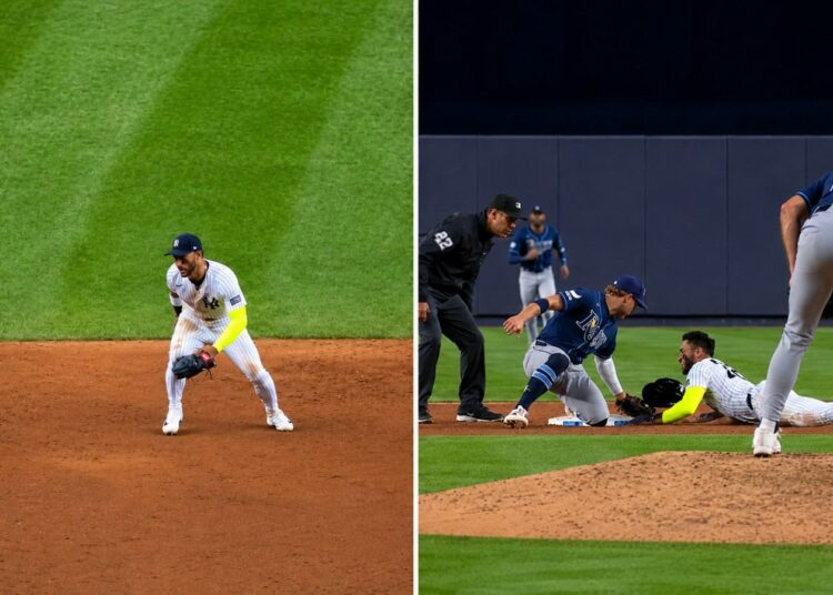 Yankees' Jose Caballero committed an error and caught stealing bases in 4-2 loss in New York, May 22, 2026.