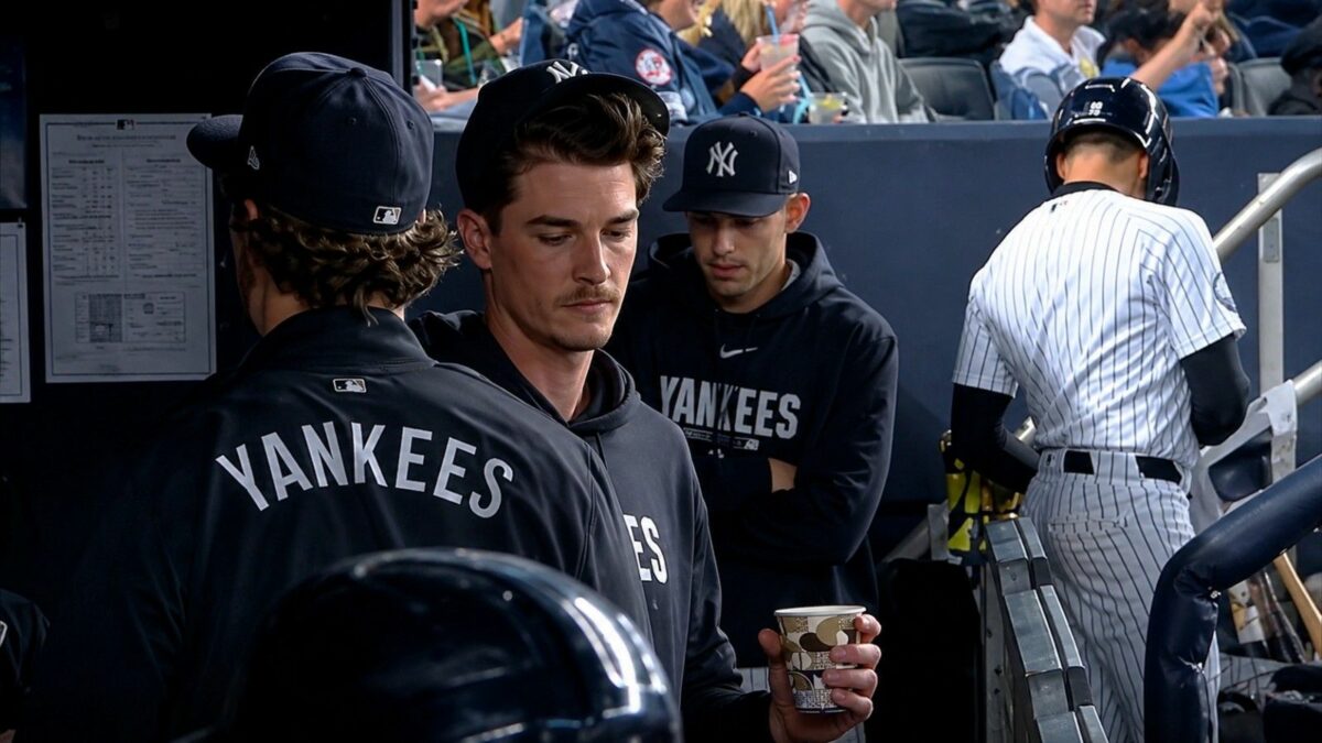 Max Fried is in Yankees dugout on May 22, 2026, New York, Yankee Stadium.