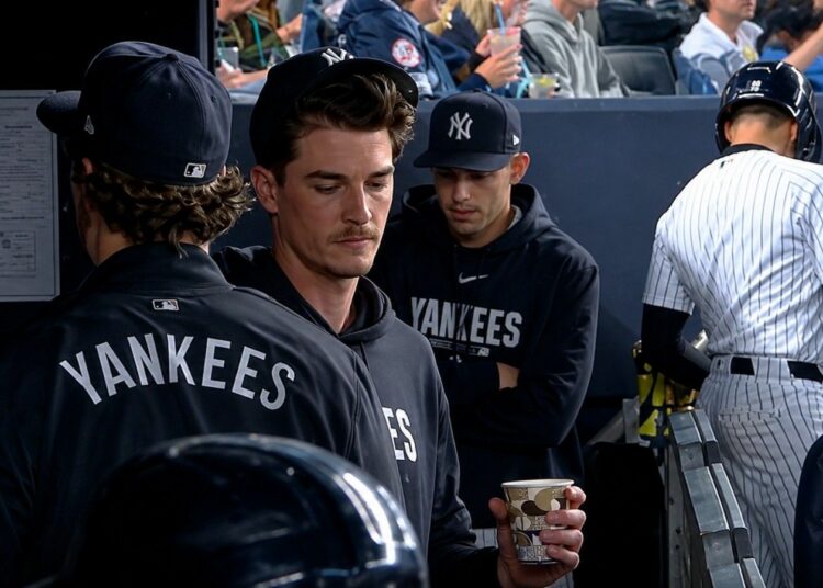 Max Fried is in Yankees dugout on May 22, 2026, New York, Yankee Stadium.