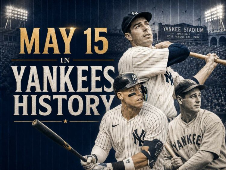 May 15 is a landmark date in Yankees history, connecting DiMaggio's 56-game hit streak, Gehrig's steal of home, a Subway Series shutout and Aaron Judge's power.