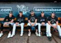 Cam schlittler, Max Fried, Carlos Rodon, Will Warren, and Gerrit Cole at Yankees dugout during the 2026 spring training camp in Tampa.
