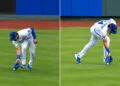 A replay overturned a catch by Royals' RF Jac Caglianone off Ben Rice in the Yankees 15-1 win, Kansas City, May 26, 2026.