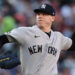 New York Yankees starting pitcher Ryan Weathers delivers during the first inning of a baseball game against the Baltimore Orioles, Monday, May 11, 2026, in Baltimore.