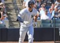 Yankees center fielder Spencer Jones hitting a solo homer during spring training.