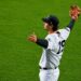 Yankees' rookie slugger Spencer Jones reacts to his roll call by fans at Yankee Stadium, New York, May 21, 2026.
