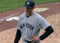 Tim Hill reacts after the Yankees lost 4-3 to the Brewers on May 9, 2026, Milwaukee.