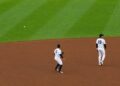 Yankees' Ryan McMahon and Anthony Volpe put together a defensive mistale allowing the Blue Jays a double in 2-0 loss, New York, May 22, 2026.