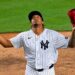 Yankees’ reliever Yovanny Cruz reacts after his first K in the MLB debut against the Blue Jays, New York, May 20, 2026.