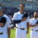 Max Schuemann, Spencer Jones, Paul DeJong, and Seth Brown are at a 2026 Yankees spring training game.