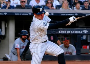 Anthony Volpe was hit on his helmet during the Yankees' 5-4 loss to the Guardians in New York, June 3, 2026.