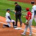 Anthony Volpe argues with umpire Brian O'Nora after picked up at first base in the Yankees' 4-1 loss to the Reds, New York, Jun 21, 2026.