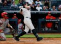 Ben Rice hits a three-run home run in the Yankees' 5-0 win over the Reds, New York, June 19, 2026.