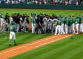 Benches were cleared after Contreras turned a walk from Williams into a scrum in the Yankees' 6-1 loss to the Red Sox, Boston, Jun 27, 2026.