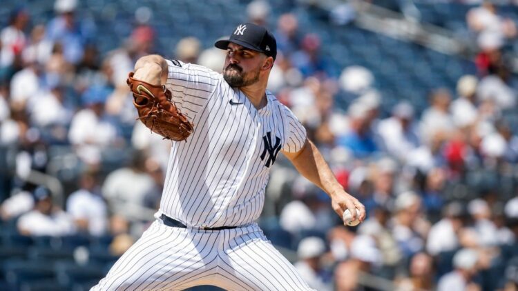 Carlos Rodon pitches in the Yankees' 2-1 win over the Guardians in New York, June 4, 2026.