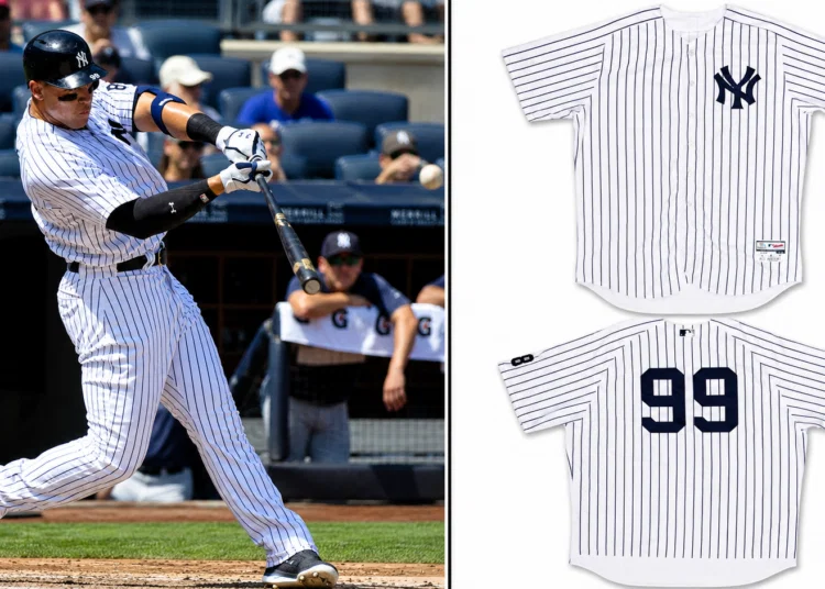 Aaron Judge made debut his Yankees debut on August 13, 2016, New York and the jersey he wore on that day.