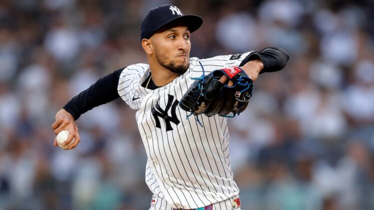 Elmer Rodriguez pitches in the Yankees' 4-1 loss to the Reds, New York, Jun 21, 2026.
