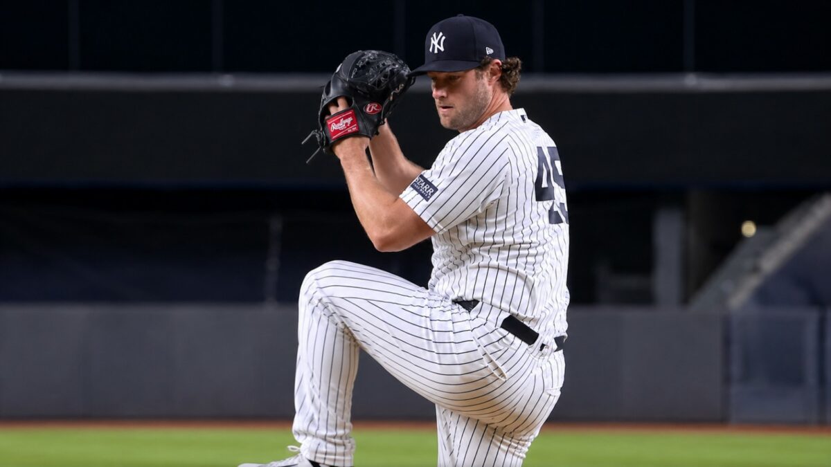 Gerrit Cole pitches during the third inning in the Yankees' 12-2 win over the White Sox, New York, Jun 16, 2026.