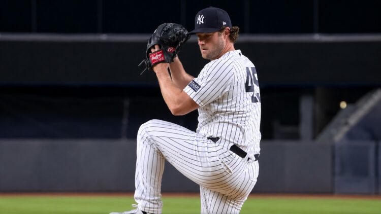 Gerrit Cole pitches during the third inning in the Yankees' 12-2 win over the White Sox, New York, Jun 16, 2026.