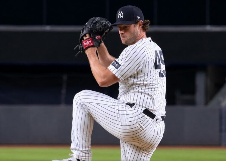 Gerrit Cole pitches during the third inning in the Yankees' 12-2 win over the White Sox, New York, Jun 16, 2026.