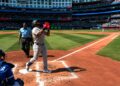 Jasson Dominguez reacts after his home run began Yankees' comeback 3-1 win over the Blue Jays, Toronto, June 13, 2026.