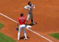 Jazz Chisholm celebrates after a hurried triple in the Yankees' 8-4 win over the Guardians in Cleveland, June 10, 2026.