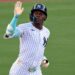 Jazz Chisholm reacts after his home run in the Yankees' 5-4 loss to the Guardians in New York, June 3, 2026.